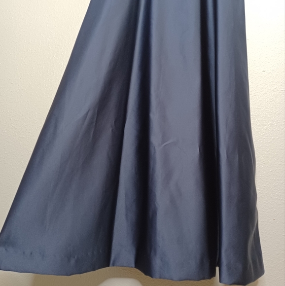 Mori Lee Satin Blue Mother of The Bride Floor Length Evening Gown - Picture 6 of 16